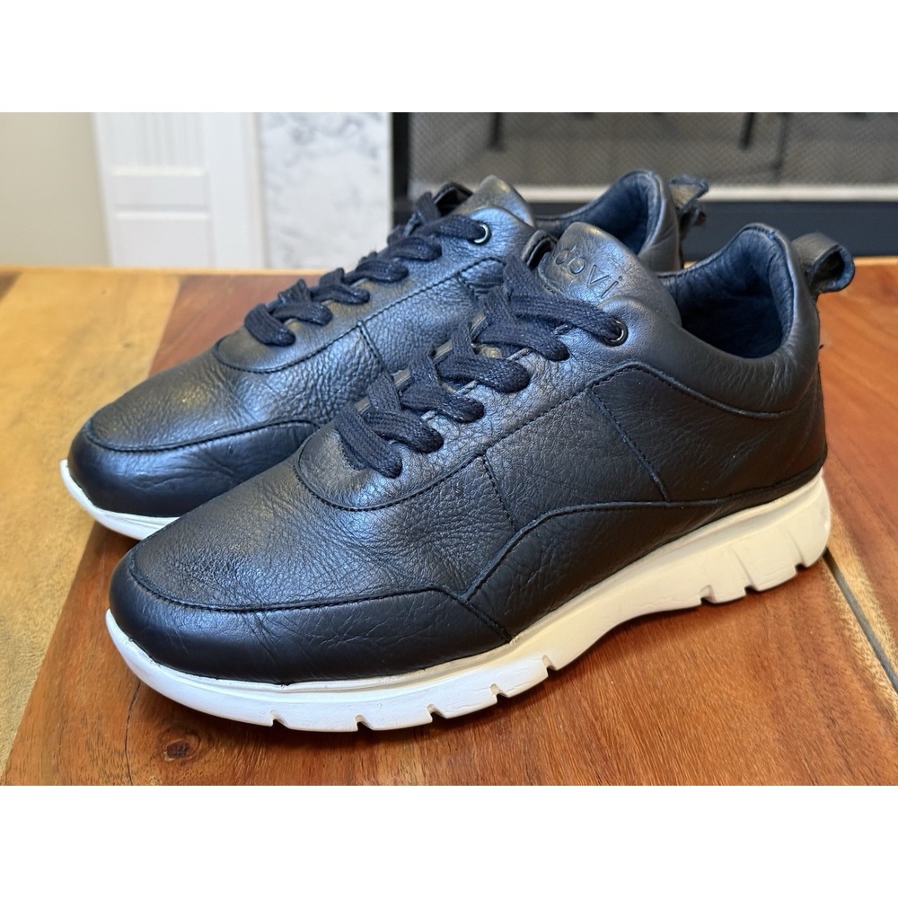 Davi Women 7.5 Leather Comfort Walking Sneakers Black Portugal F5